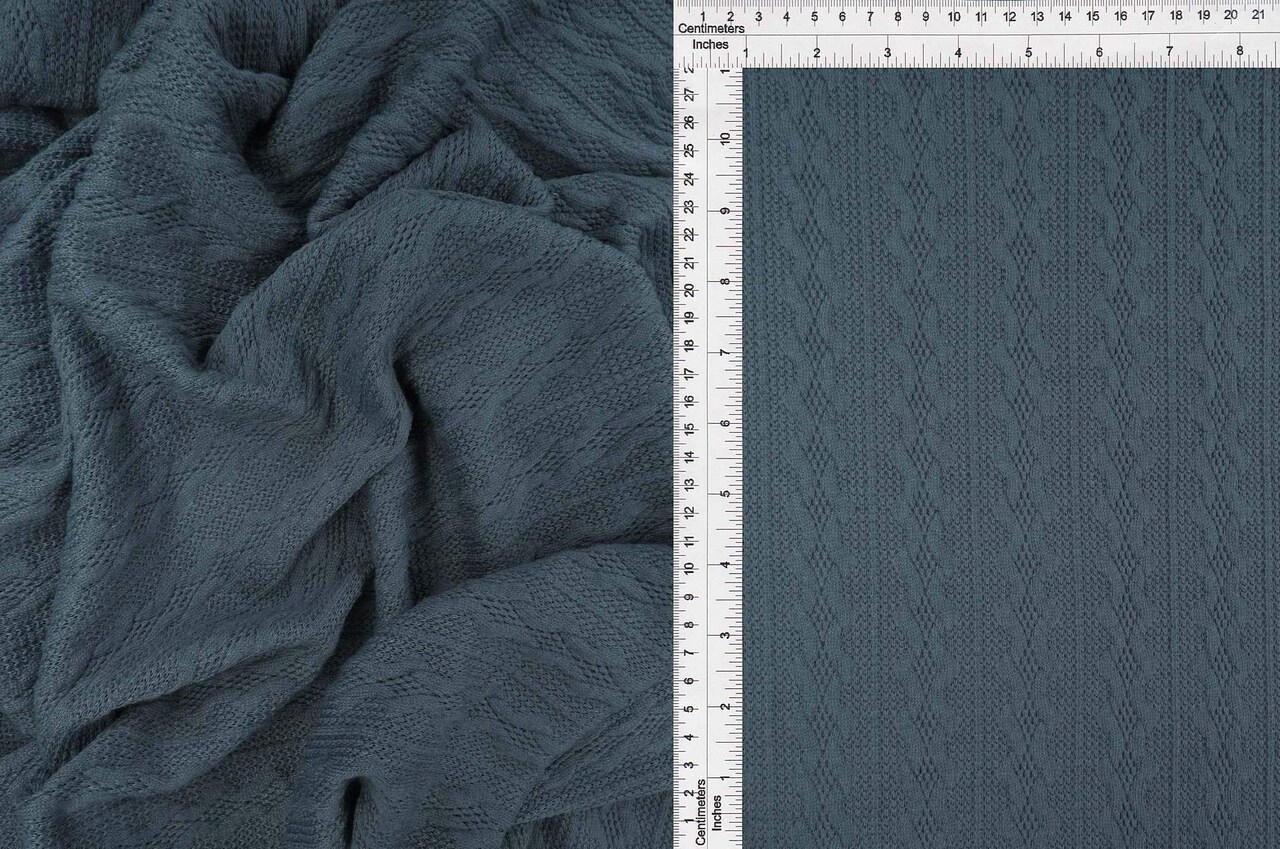 1 Yard Knit Jacquard Cable Knit Sweater Fabric Stretch Polyester Spandex 58/60 Inches Wide